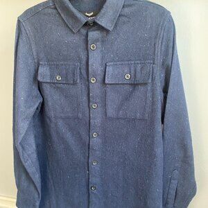THREADBARE REGULAR FIT LONG SLEEVE BUTTON UP SHIRT NAVY SIZE S